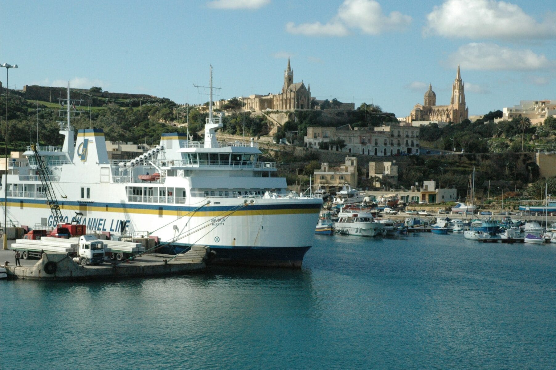 Gozo Channel Line ferry docked at Mgarr Harbour, Malta