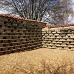 Medieval pigeon house with stone nesting holes in Higham Ferrers