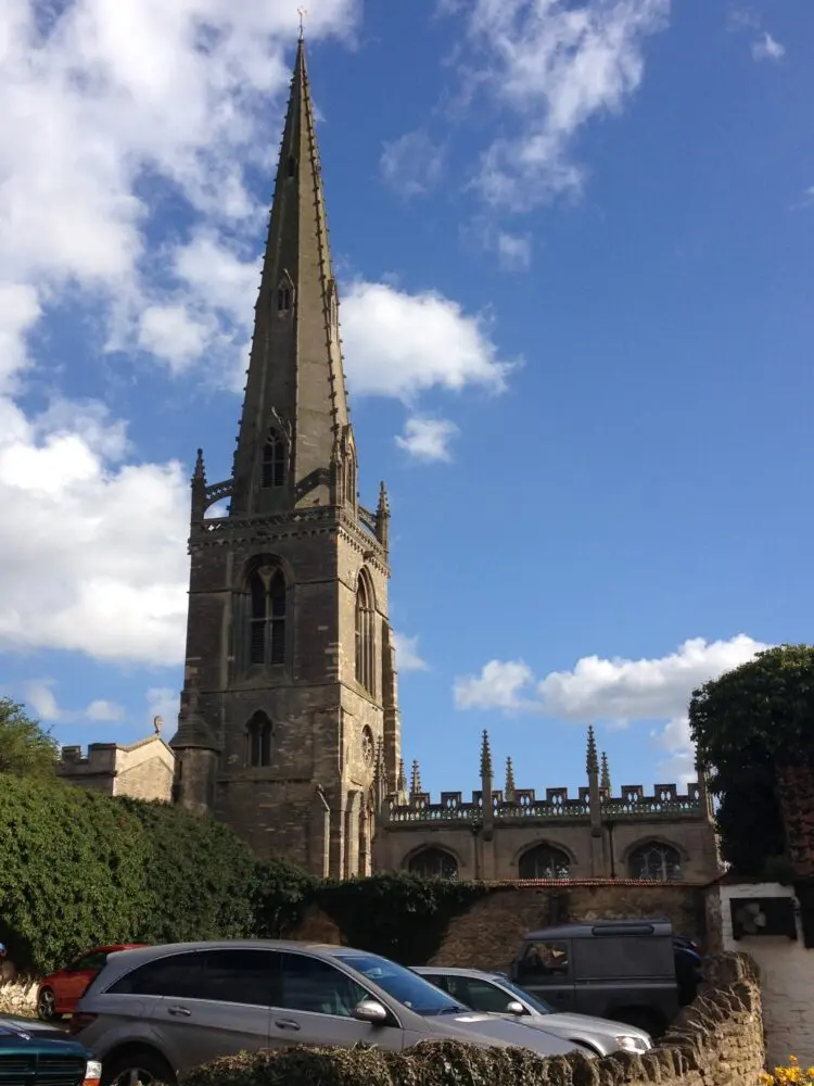St Mary’s Church with tall spire in Higham Ferrers