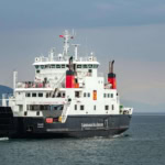Caledonian MacBrayne ferry MV Coruisk sailing off the west coast of Scotland.