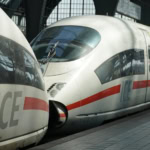 German ICE high-speed train at a station platform