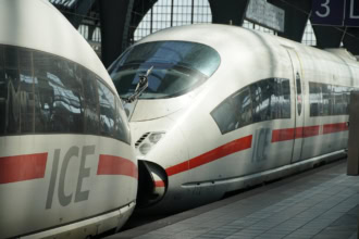 German ICE high-speed train at a station platform