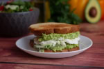 Vegan avocado and feta sandwich on wholegrain bread