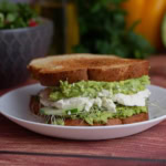 Vegan avocado and feta sandwich on wholegrain bread