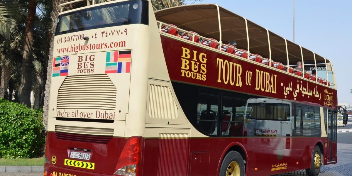 Open-top Big Bus Tours vehicle offering sightseeing tours of Dubai