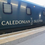 Caledonian Sleeper train carriage at the platform