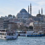 Topkapı Palace and Blue Mosque viewed from across the Bosphorus, Istanbul.