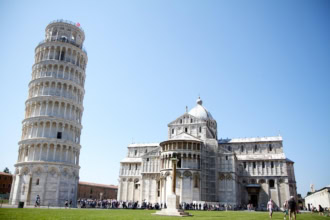 The Leaning Tower and Cathedral in the Piazza dei Miracoli, Pisa, Italy