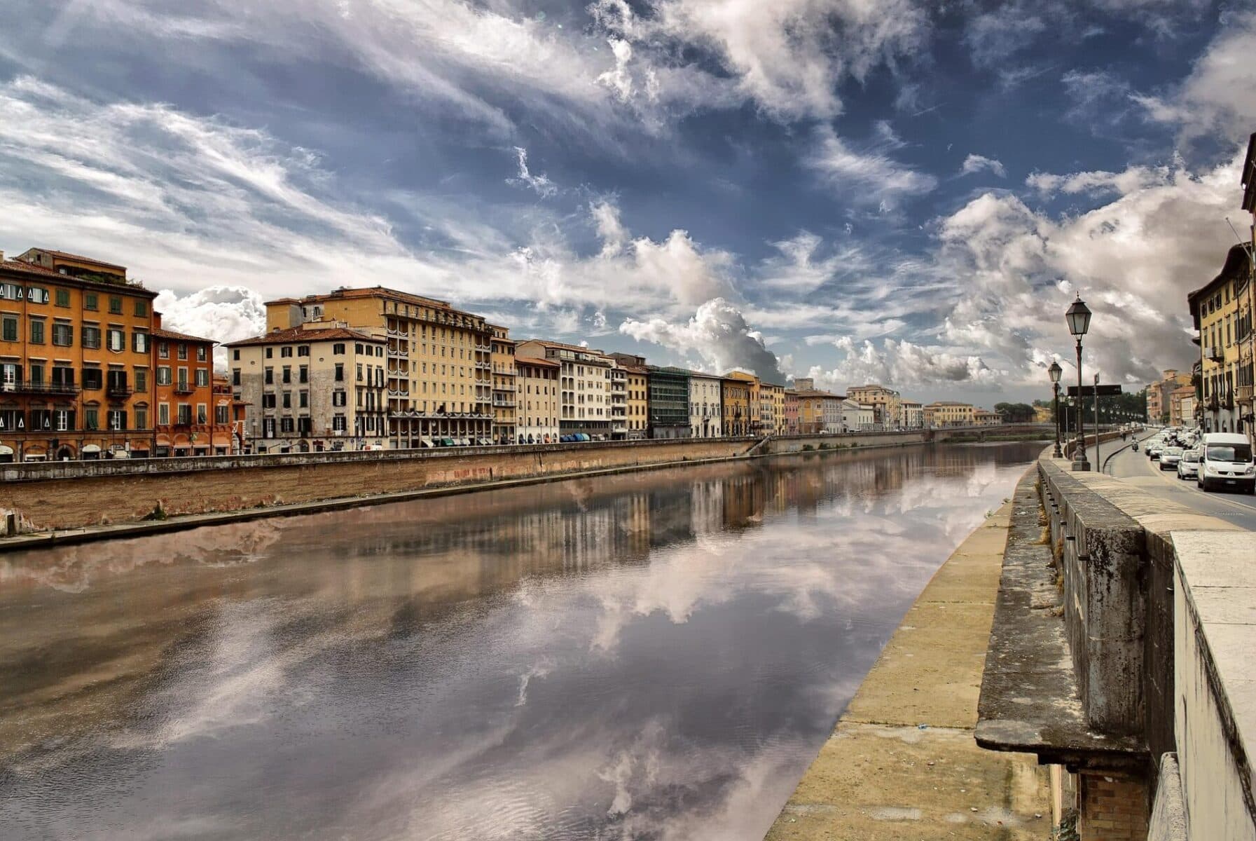 Lungarno Riverfront, Pisa – Reflections along the Arno River
