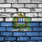 San Marino flag painted on a brick wall