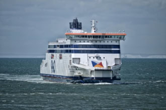 P&O ferry sailing between Dover and Calais on the English Channel