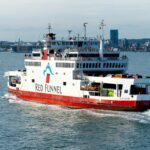 Red Funnel Red Falcon car ferry sailing from Southampton toward East Cowes
