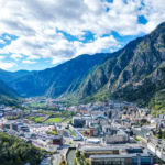 Andorra la Vella mountain valley city view in the Pyrenees