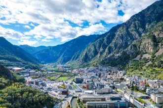 Andorra la Vella mountain valley city view in the Pyrenees