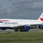 British Airways Airbus A380 aircraft taxiing on the runway