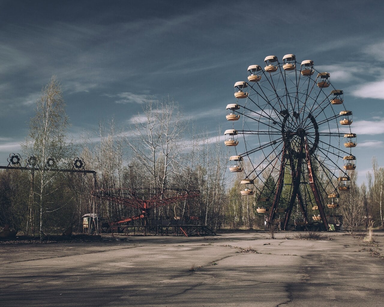 Abandoned ferris wheel in Pripyat Chernobyl dark tourism site