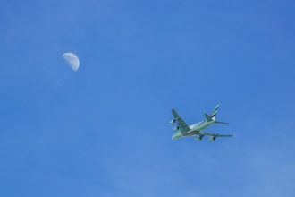 Emirates aircraft flying in blue sky during long haul flight suitable for airline stopover programmes