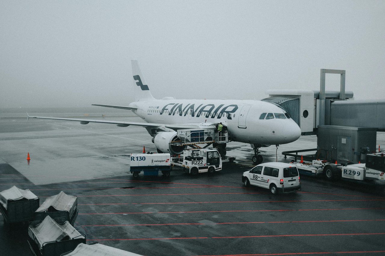 Finnair aircraft at Helsinki Airport Finland terminal