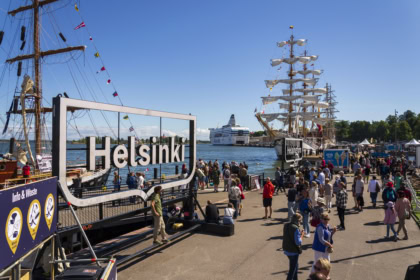 Helsinki harbour sign waterfront Finland