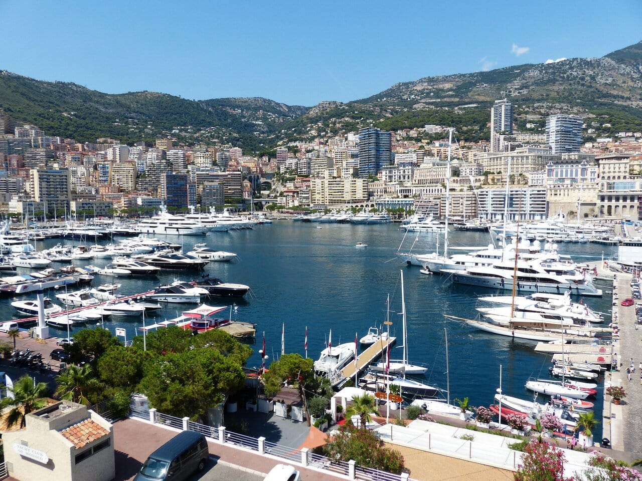 View of Monaco harbour and Port Hercule in Monte Carlo