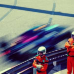 Formula 1 car racing on the Monaco Grand Prix street circuit
