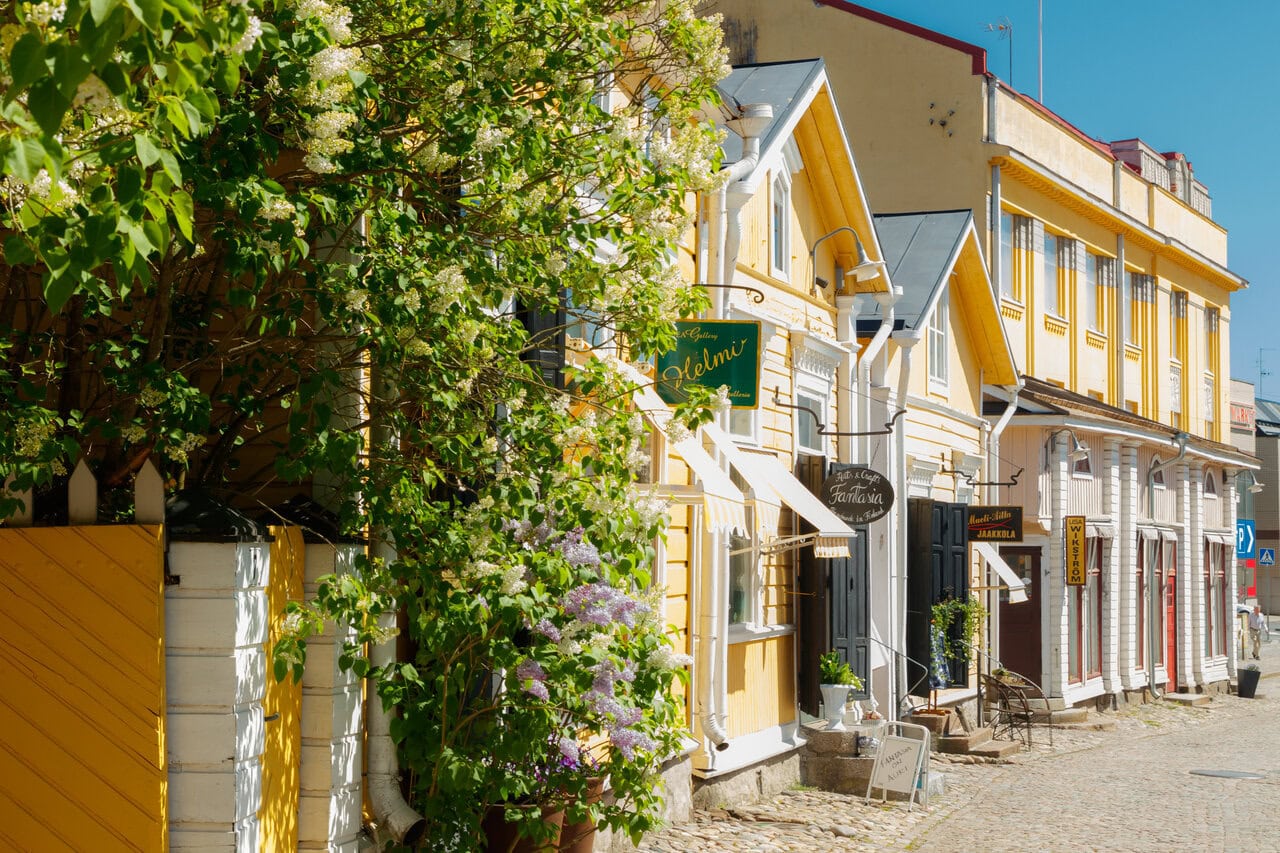 Porvoo Old Town colourful wooden houses Finland