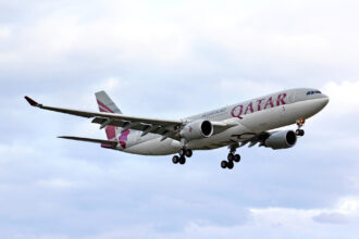 Qatar Airways Airbus A330 aircraft landing during an international flight