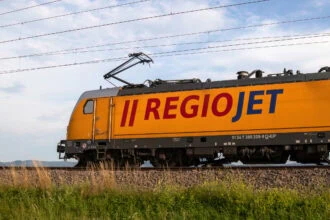 RegioJet electric locomotive operating passenger train service in Central Europe