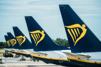 Ryanair aircraft tails lined up at airport representing Ryanair Summer 2026 Bari and Brindisi flight schedule expansion