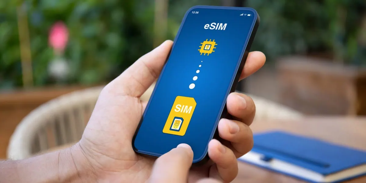 Smartphone displaying eSIM activation screen for mobile data