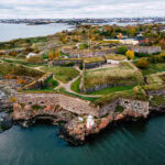 Aerial view of Suomenlinna sea fortress islands near Helsinki Finland