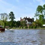 Boat travelling through Tigre Delta river near Buenos Aires Argentina