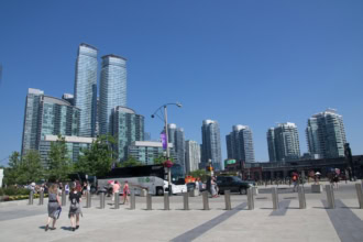 Toronto skyline near Union Station transport hub downtown Toronto