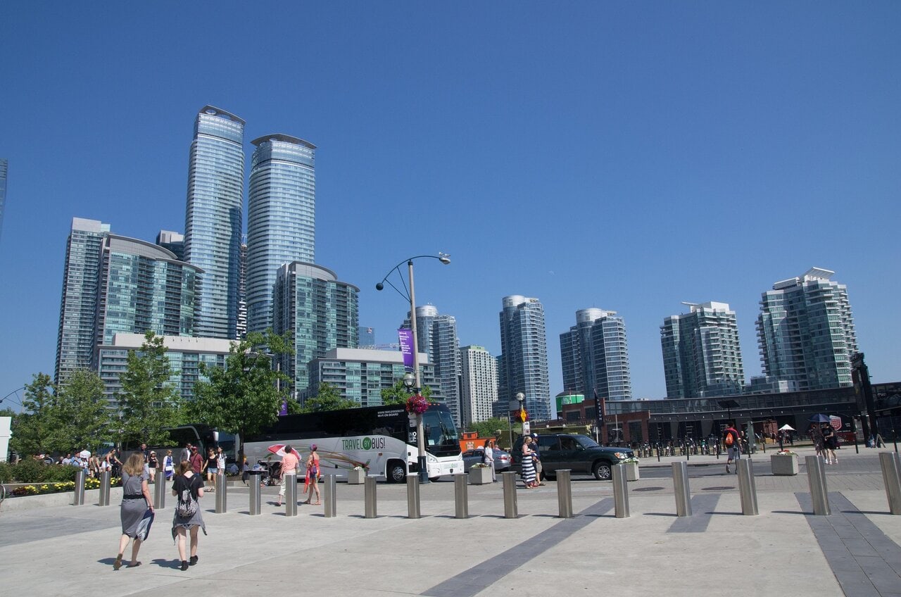 Toronto skyline near Union Station transport hub downtown Toronto