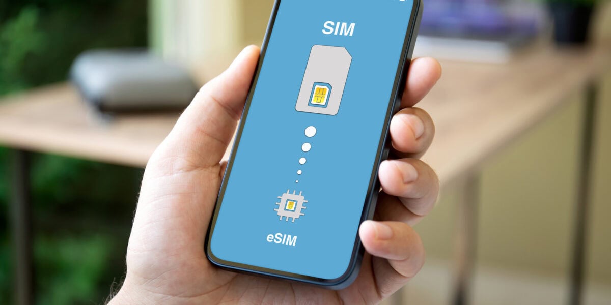 Smartphone showing eSIM activation for mobile data travel