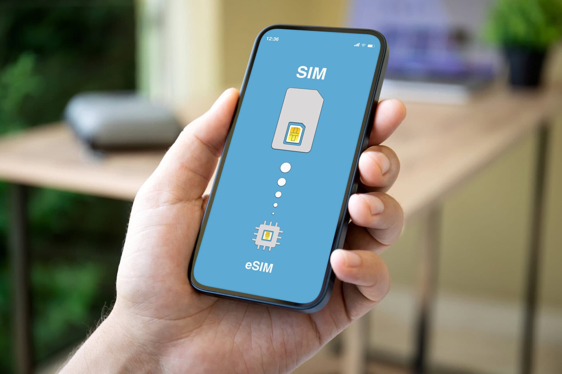 Smartphone showing eSIM activation for mobile data travel