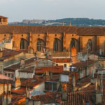 Toulouse city skyline with historic buildings and red rooftops in France