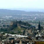 Edinburgh skyline with Edinburgh Castle view travel from Aberdeen to Edinburgh Scotland