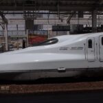Japan Shinkansen bullet train at station platform covered by Japan Rail Pass