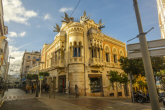 Historic building in Ceuta city centre with detailed architecture