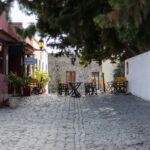 Historic cobbled street in Colonia del Sacramento old town Uruguay