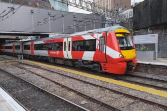 CrossCountry train at Birmingham New Street station platform