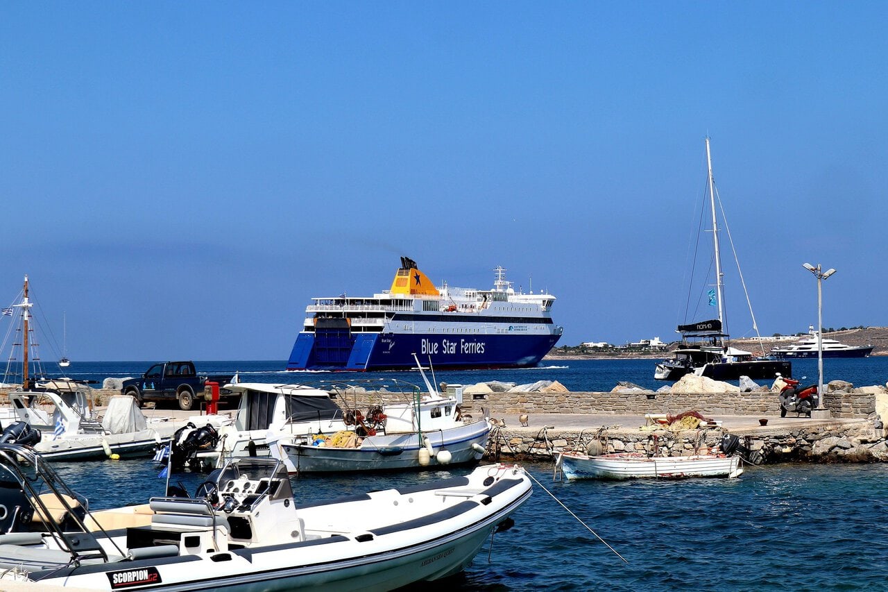 Blue Star ferry in Cyclades Greece island hopping routes