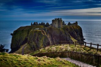 Dunnottar Castle cliffs near Aberdeen Scotland popular day trip destination