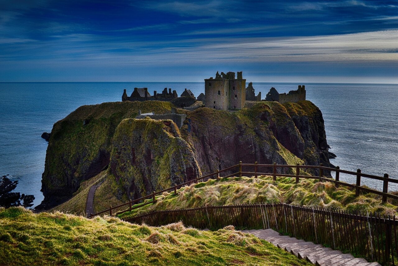 Dunnottar Castle cliffs near Aberdeen Scotland popular day trip destination
