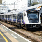 Elizabeth line train at London suburban station platform