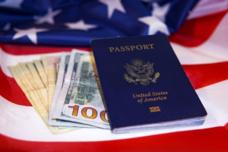 US passport and dollars for ESTA travel authorization USA
