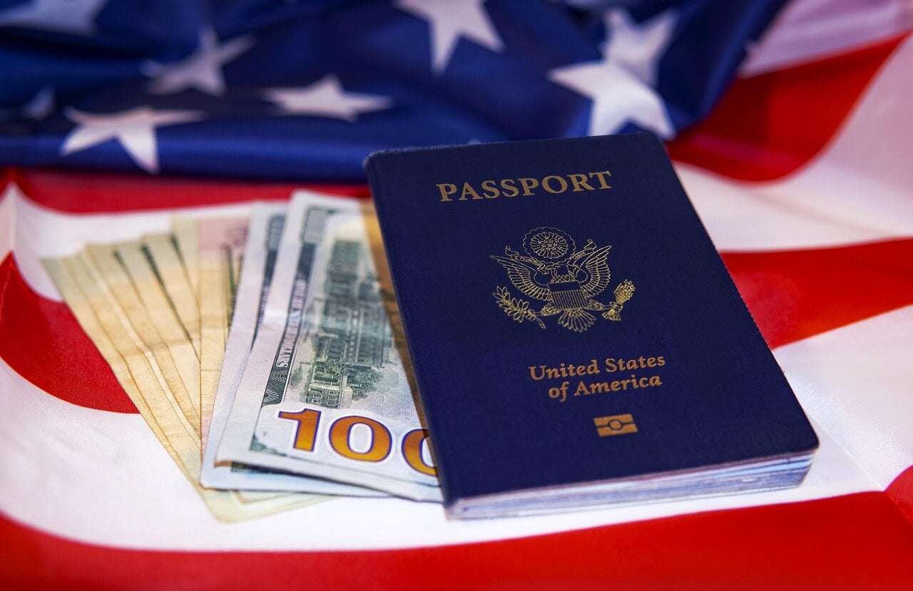 US passport and dollars for ESTA travel authorization USA
