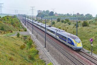 Eurostar high-speed train travelling through France on a flexible Snap ticket journey