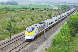 Eurostar high-speed train in Europe for Interrail and cross-border travel